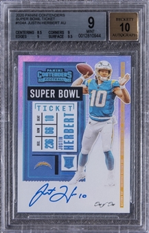 2020 Panini Contenders "Super Bowl Ticket" #104 Justin Herbert Signed Rookie Card (#1/1) - BGS MINT 9/BGS 10